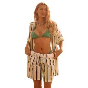 By Anthropologie Boxy Button Down Shirt and Bermuda Shorts Set Size XS/XXS